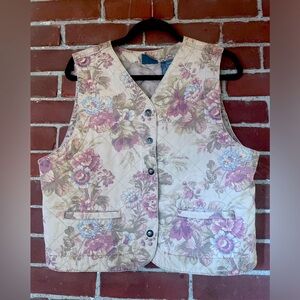 90s floral quilted floral vest